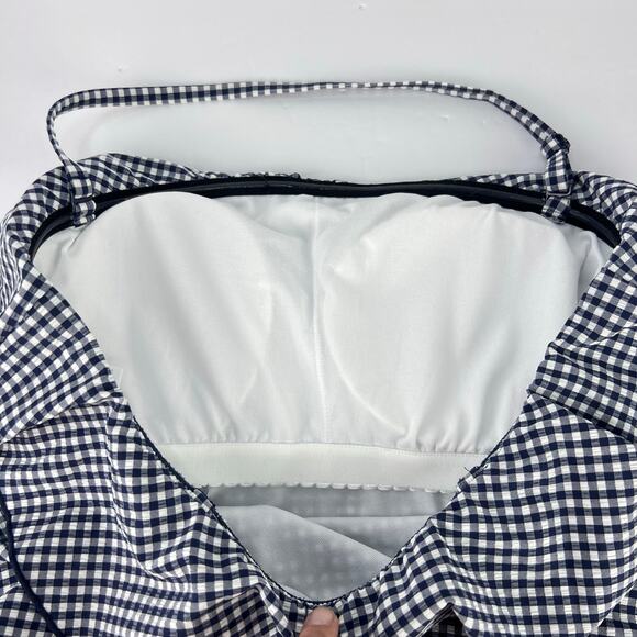 Kona Sol Gingham Ruffled Neck Multi Strap Padded Ruched One Piece Swim Suit L - Picture 8 of 14